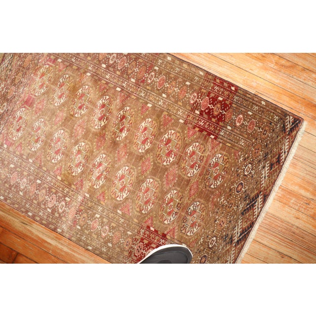Brown Antique Zabihi Collection Tribal Turkeman Rug For Sale - Image 8 of 9