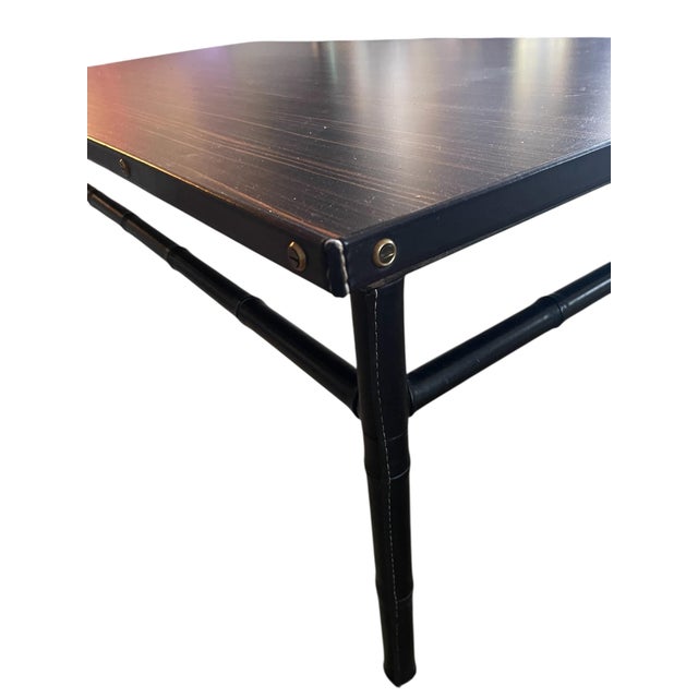Stitched Leather Cocktail Table by Jacques Adnet, 1950s For Sale - Image 9 of 14