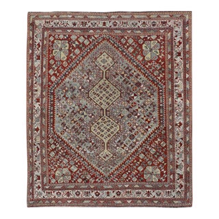 Antique Persian Shiraz Rug With Geometric Tribal Design and Rich Color Palette 5'0 X 6'1 For Sale