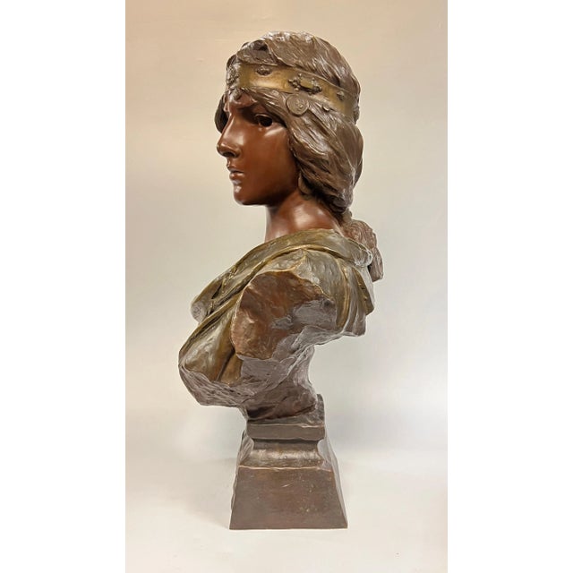 Sibylle Female Bronze Bust Sculpture After Emmanuel Villanis For Sale In New York - Image 6 of 8