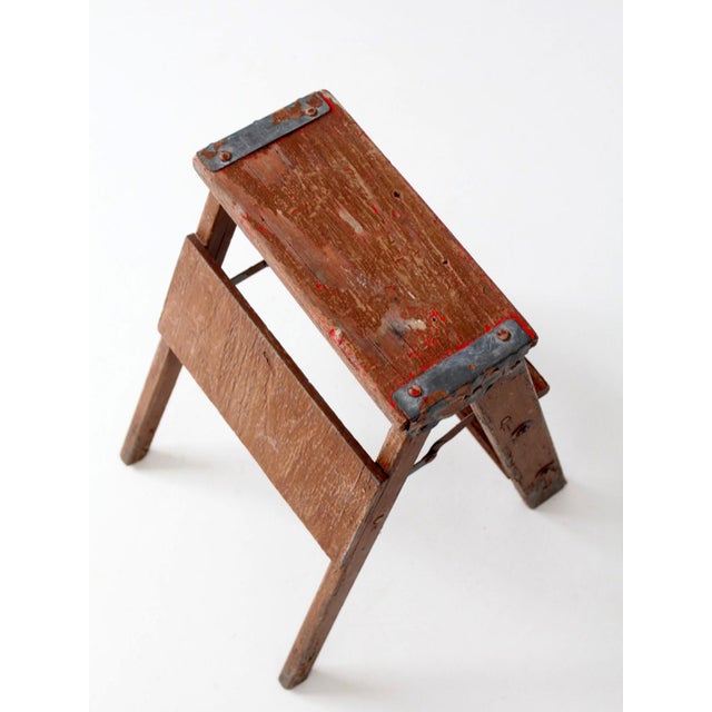 Early 20th Century Antique Folding Wooden Step Ladder For Sale - Image 5 of 16