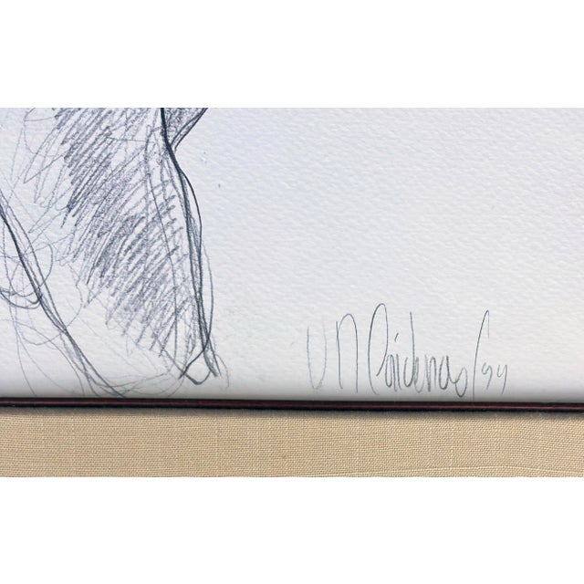 Modern Late 20th Century Male Nude Study Pencil Drawing by Colombian Artist Cardenas, 1 of 2 For Sale - Image 3 of 5