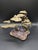 Metal Vintage Bronze & Amethyst Sculpture: Boy Sitting Under Tree For Sale - Image 7 of 10
