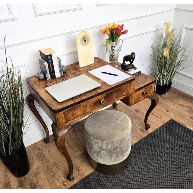 Mid-Century Modern Italian Art Deco Walnut Burl Desk, 1960s For Sale - Image 6 of 10
