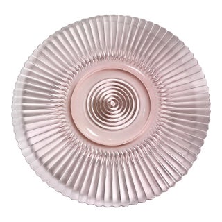 Early 20th C Art Deco Hollywood Regency Boho Chic Depression Era Pink Glass Starburst Charger For Sale