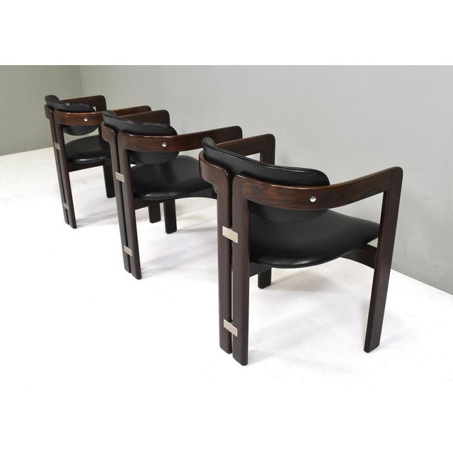 Pamplona Chairs in Black Leather by Augusto Savini, Italy, 1965, Set of 3 For Sale - Image 4 of 18
