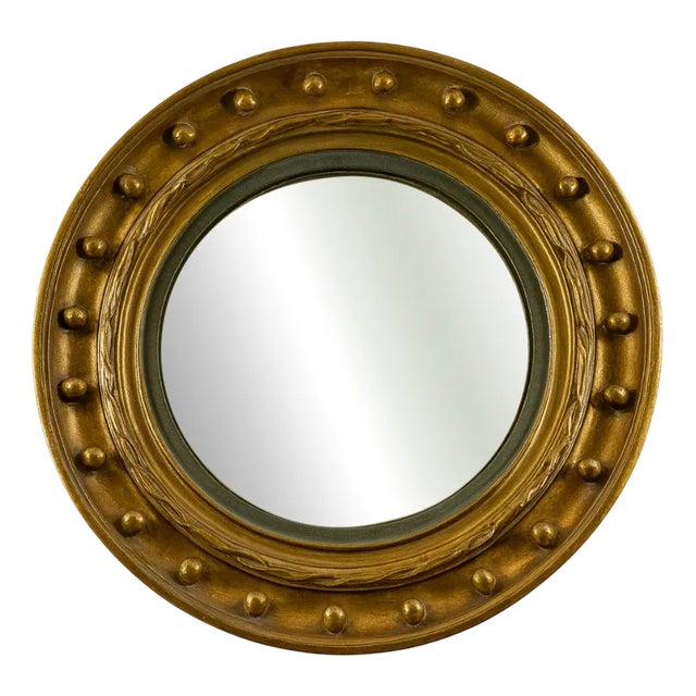French Convex Witch Eye Mirror in Carved Giltwood, 19th Century For Sale