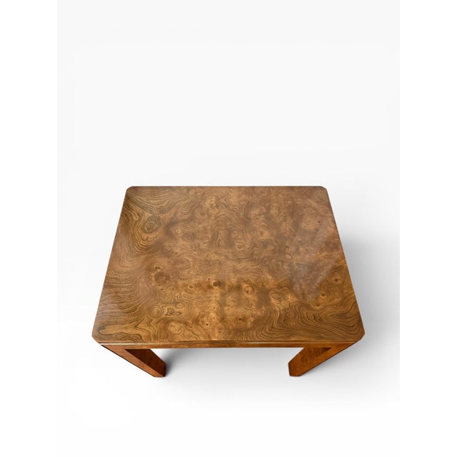 Wood Vintage Burl Wood Waterfall Side Table Purchased From e.j. Audi Manhattan For Sale - Image 7 of 10