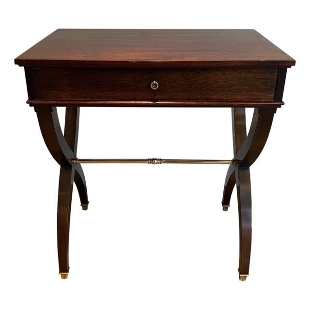Neoclassical style wood and brass side or bedside table Attributed to Maison Jansen For Sale