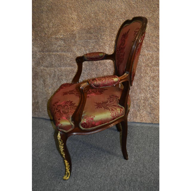 Metal Vintage Italian Style Arm Accent Chair W/Brass Ormolu For Sale - Image 7 of 13