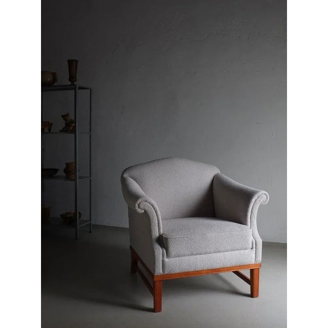 Brown Gray Boucle Lounge Chair, 1940s For Sale - Image 8 of 11
