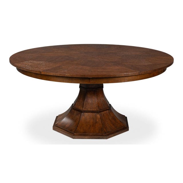 Art Deco Warm Brown Oak Expanding Dining Table - 85 1/2" For Sale - Image 3 of 13