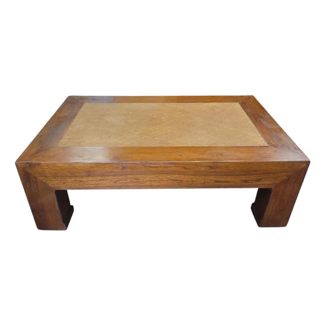 1970s Mid Century Asian Chunky Coffee Table For Sale