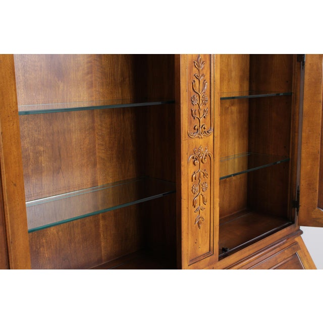 Brown Henredon Large French Style Walnut Secretary Desk For Sale - Image 8 of 18