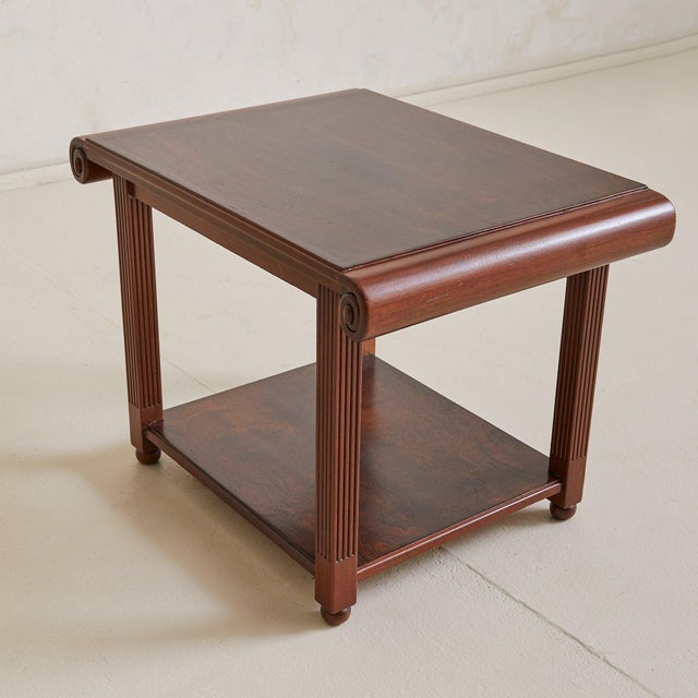 Wood French Eastern Rosewood Side Table with Fluted Legs, 1940s For Sale - Image 7 of 11