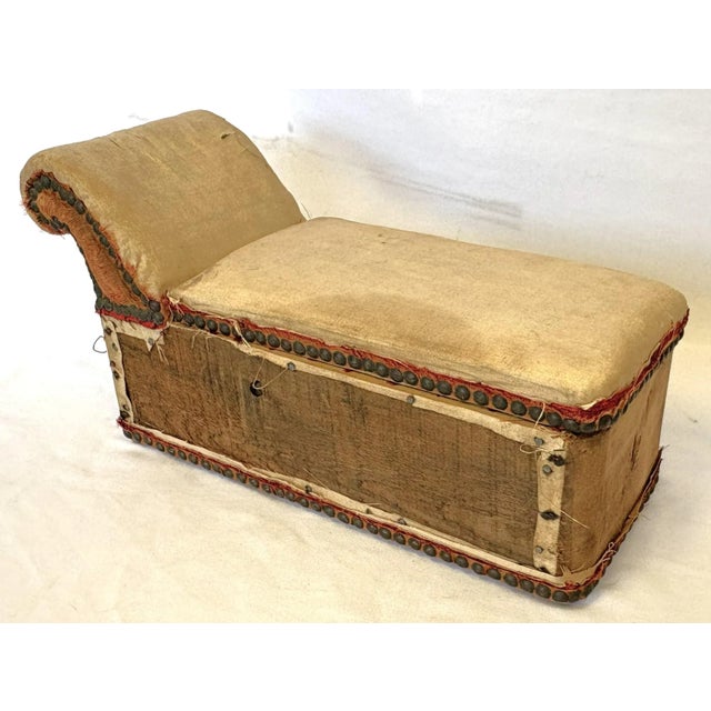 Shabby Chic Early 1900's Deconstructed Mini Chaise Lounge Hinged Box For Sale - Image 3 of 15