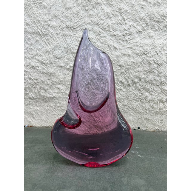 Mid-Century Modern ZBS Zelezny Brod Skol Miloslav Klinger Neodymium Bohemian Glass Vase 11” For Sale - Image 3 of 5