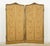 1890s French style floral vanity screen room divider. Each panel has tan upholstery and a carved wood frame. It features...