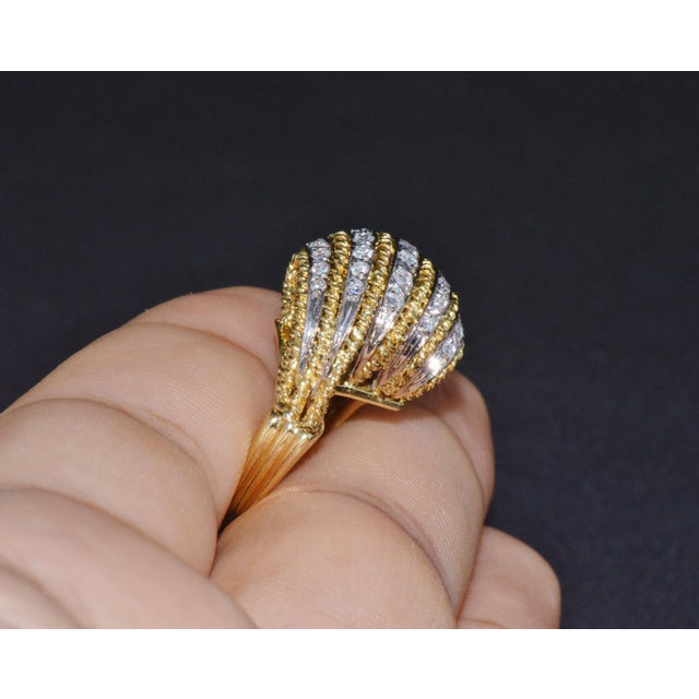 Early 21st Century Vintage Natural .60Cts VS G Diamond 18K Solid Gold 2 Tone Dome Cocktail Ring, size 7 For Sale - Image 5 of 11
