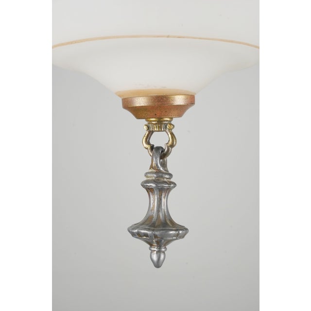Mid 20th Century Mid 20th Century Restored Neoclassical Stenciled Milk Glass Pendant Light For Sale - Image 5 of 10