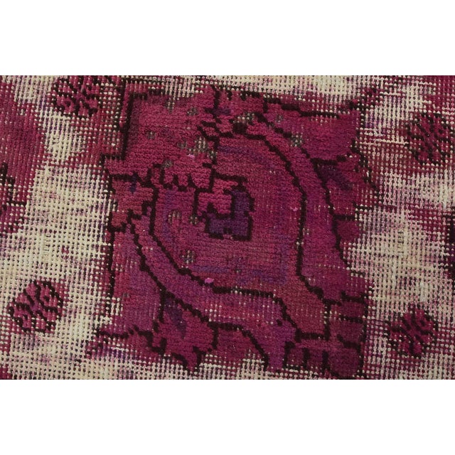 Tabriz Rug 10′ X 12’8” Pink Wool Vintage Overdyed Hand-Knotted Oriental Carpet For Sale - Image 9 of 15