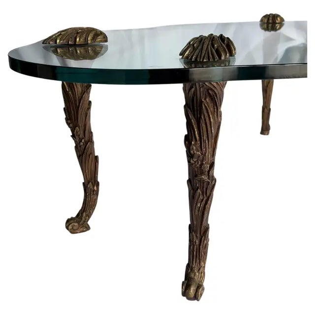 Hollywood Palm Regency Giltwood and Glass Cocktail Table Maison Charles Style For Sale In Philadelphia - Image 6 of 14