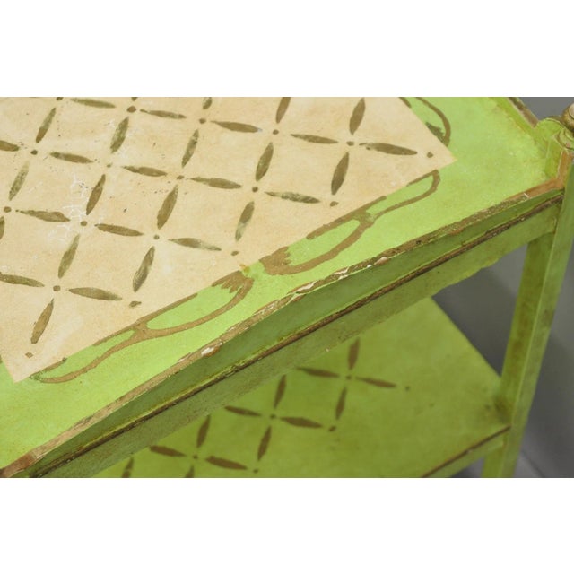 Vintage Italian Venetian Green Distress Painted 3 Tier French Country Side Table For Sale - Image 9 of 16