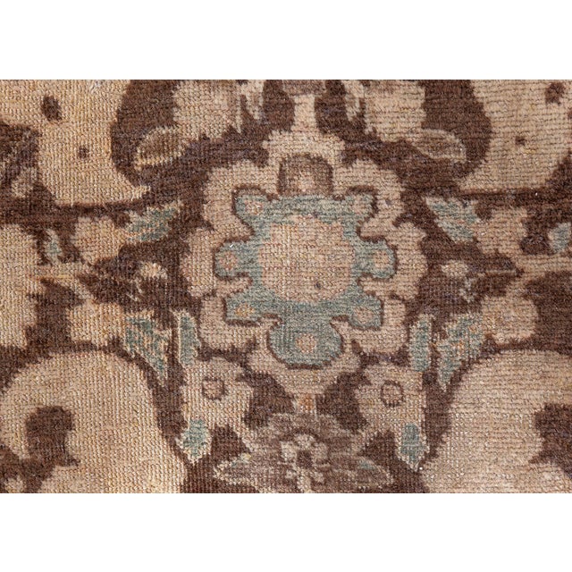 Beige Antique Persian Tabriz Brown Handmade Wool Rug For Sale - Image 8 of 9