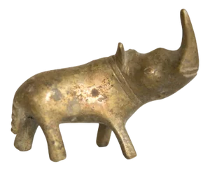 Vintage African Bronze Rhino With Golden Patina
