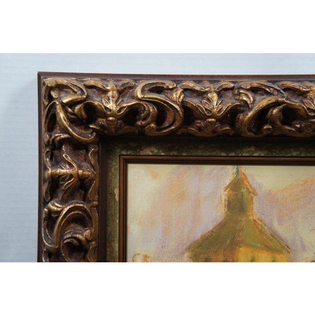 Czeslaw Galuzny Polish Town Market Ville De Costes Pastel Print on Board 28" For Sale - Image 10 of 11