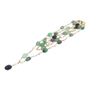 Vintage 1980s Kenneth Jay Lane Kjl Gripoix Style Necklace Pearl Amethyst Quartz Gems 18k Gold Filled Plated