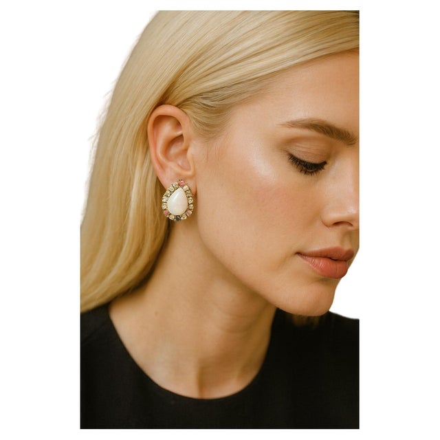 Baroque Bochic “Capri” Vintage Opal & Multi Tourmaline Earrings Set In 18K Gold & Silver For Sale - Image 3 of 8