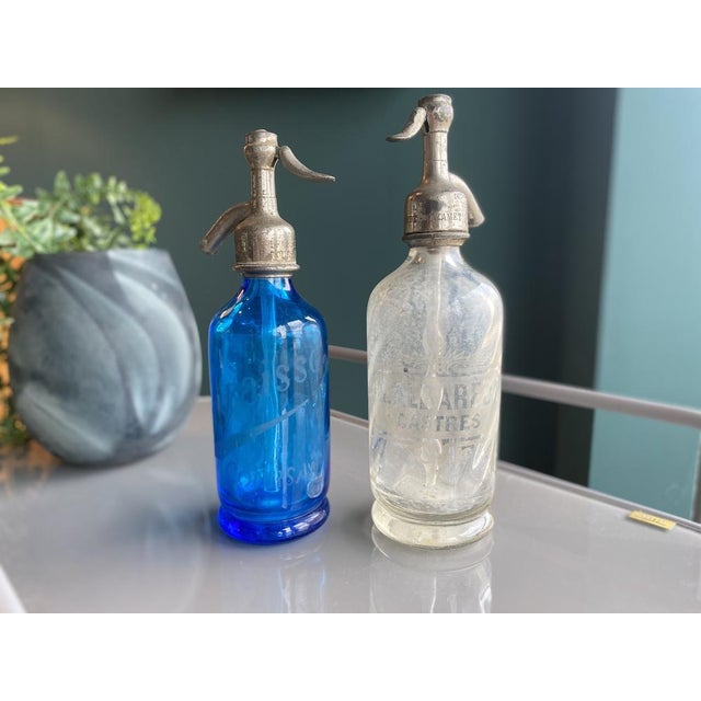 Small Blue Glass Seltzers Soda Syphons Bottles, 1890s, Set of 2 For Sale - Image 16 of 16