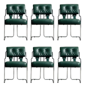 Brand New Emerald Green Leather 'Tucroma' Chairs by Guido Faleschini for Mariani - Set of 6