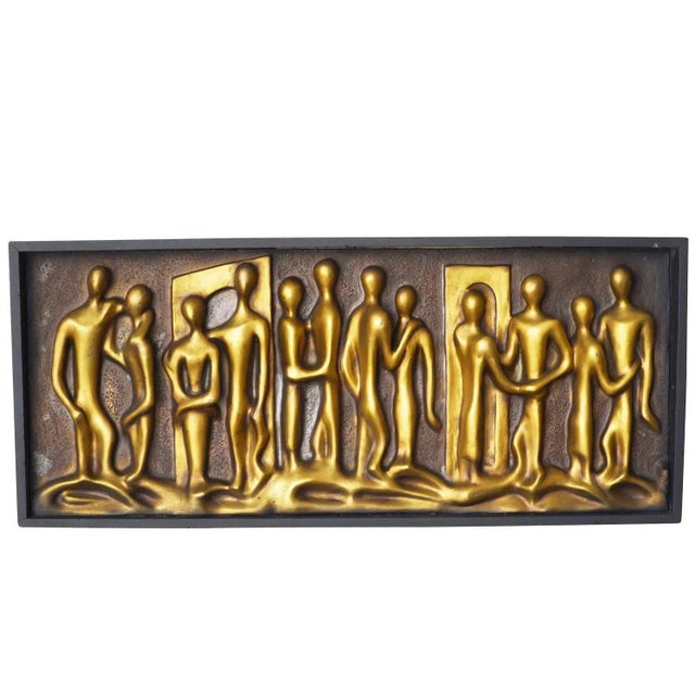 Mid-Century Abstract "Lovers" Figural Wall Relief For Sale