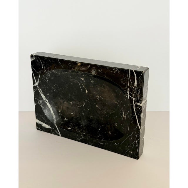 Black 1970s Monumental Black Marble Stone Rectangular Catchall Tray For Sale - Image 8 of 10