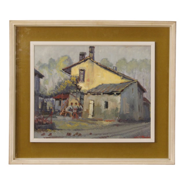Italian Artist, Popular Scene, Oil on Board, 1970, Framed For Sale