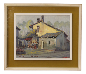 Italian Artist, Popular Scene, Oil on Board, 1970, Framed