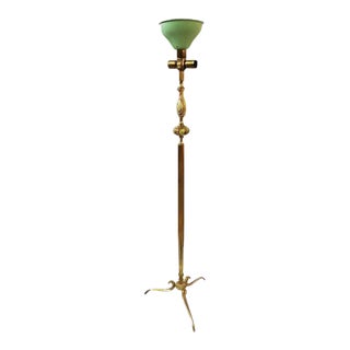 Vintage French Imperial Style Three-Way Brass Floor Lamp For Sale