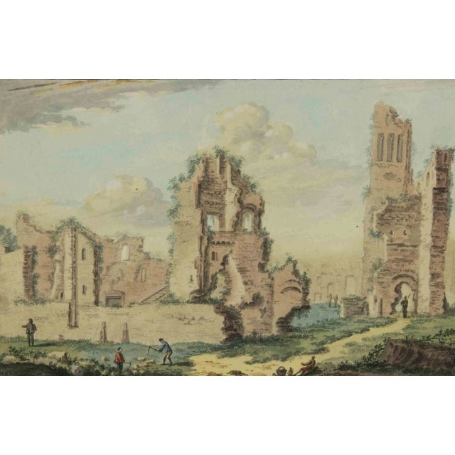 Abraham Rademaker, Ancient Ruins, Original Watercolor, 18th-Century For Sale