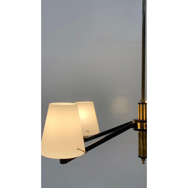 Metal Vintage Glass Chandelier attributed to Stilnovo, 1960 For Sale - Image 7 of 9