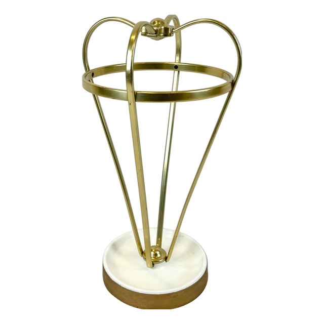 Mid-Century Modern Austrian Aluminium and Brass Umbrella Stand, 1960s For Sale
