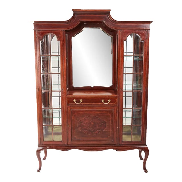 Antique Edwardian Inlaid Mahogany Display Cabinet from Maple & Co For Sale