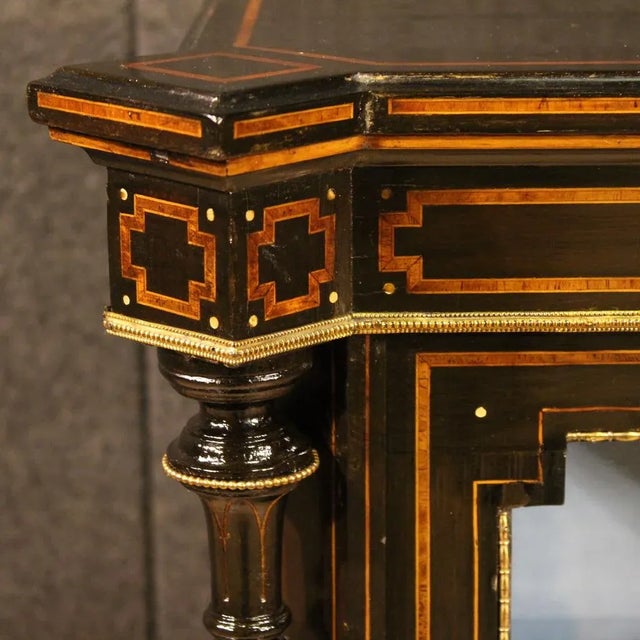 Late 19th Century Antique English Inlaid Display Cabinet, 1880 For Sale - Image 5 of 14