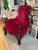 Gothic Vintage Red Velvet Children / Dog Grandfathers Chair For Sale - Image 3 of 11