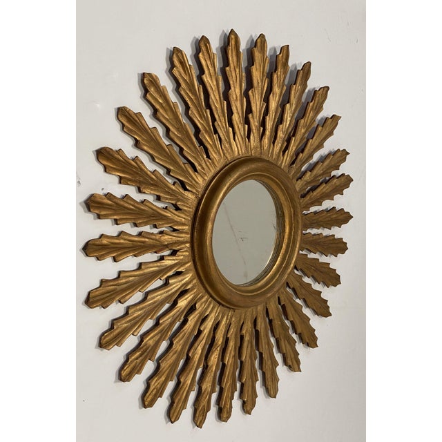 French Gilt Sunburst or Starburst Mirror (Diameter 26 3/4) For Sale - Image 4 of 11