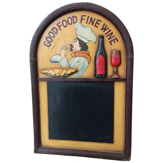 Vintage Oak Hotel Black Board or Menu Board with Relief For Sale - Image 4 of 4