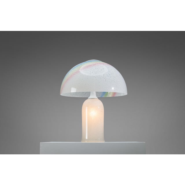 White Table Lamp in Bubble Glass with Rainbow Coloured Details from Doria Leuchten, 1970s For Sale - Image 8 of 18