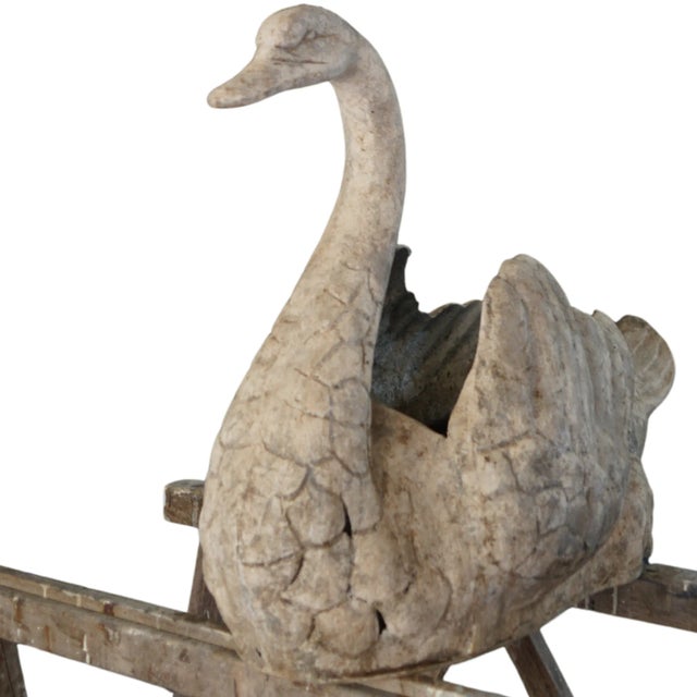 Stone Gray Large-Scale Mid-Century Swan Planter – Early Casting With Aged Stone Patina For Sale - Image 8 of 18