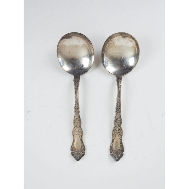 Antique Silverplate Soup or Serving Spoons - a Pair For Sale - Image 4 of 4